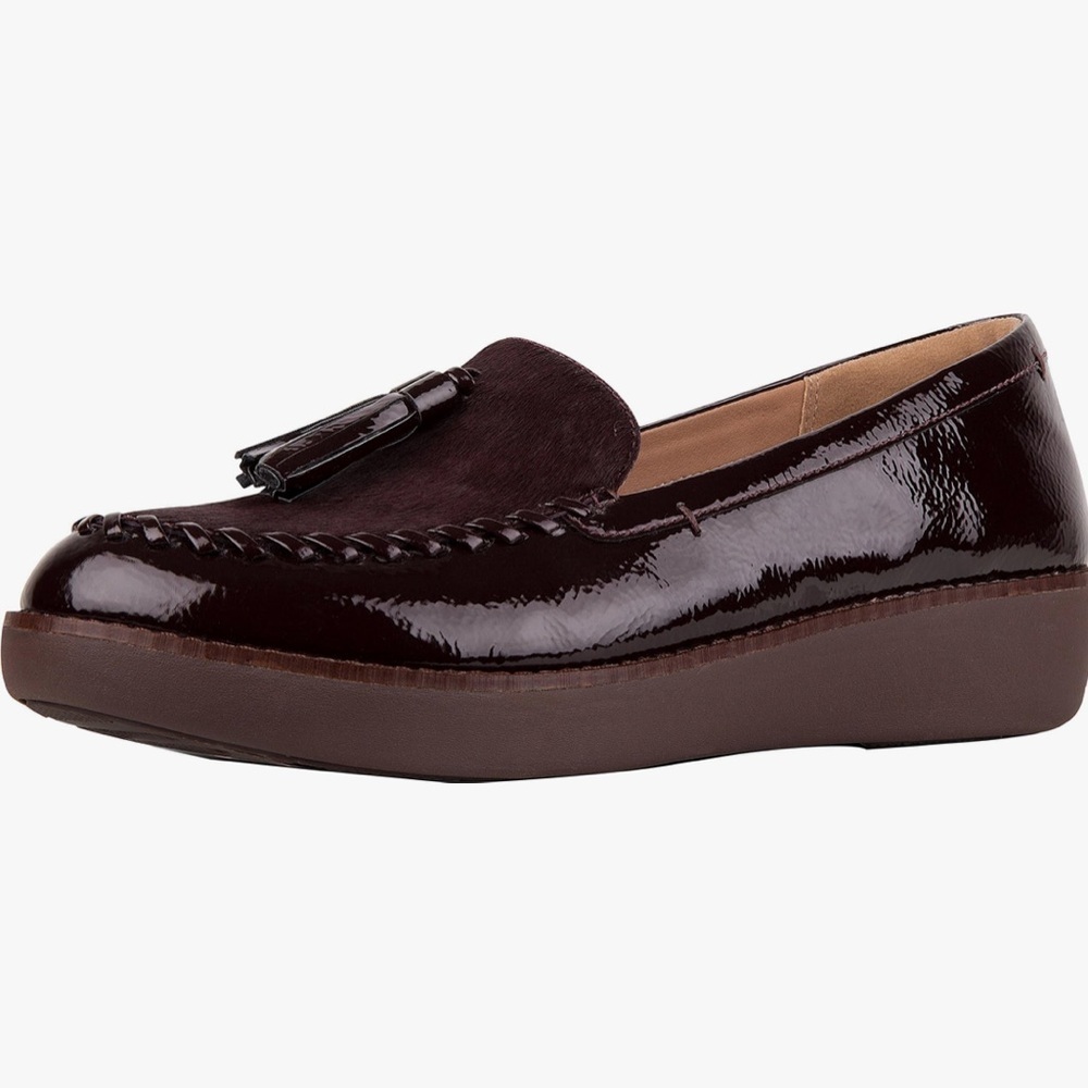 FitFlop Women's Paige Faux-Pony Moccasin Loafer Flat Berry Sz 7.5